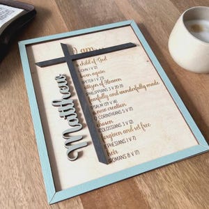 Personalized Child of God Sign, Bible Verse Wood Cross Baptism Gift, Confirmation First Communion Present, Christian Wall Art Scripture image 8