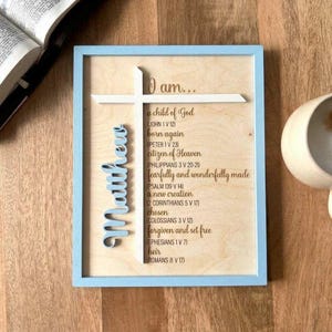 Christian Baptism Gift Boy Room Decoration Child God Sign Scripture Wall Art Nursery Display Wood Cross Design Faith Affirmation Message Religious Education Tool Inspirational Wall Hanging Meaningful Present Special Occasion Gift Beautiful