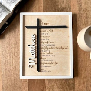 Personalized Child of God Sign, Bible Verse Wood Cross Baptism Gift, Confirmation First Communion Present, Christian Wall Art Scripture image 12