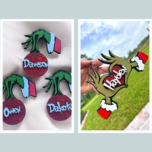 Christmas Ornament Personalized Grinch Hand Decor, Custom Christmas Ornament, Holiday Gift, Unique Fast Shipping Grinch Keepsake