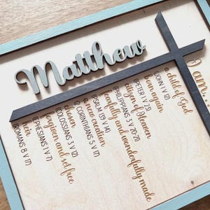 Religious Wood Wall Decor Child God Sign Christian Art Boy Room Scripture Verse Display Nursery Decoration Baptism Gift Idea Faith Affirmation Message Cross Design Feature Inspirational Saying Meaningful Present Special Occasion Gift