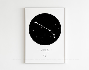Aries Zodiac Sign,Aries Poster,Aries Wall Art,Astrology Print,Minimal Decor,Instant Download