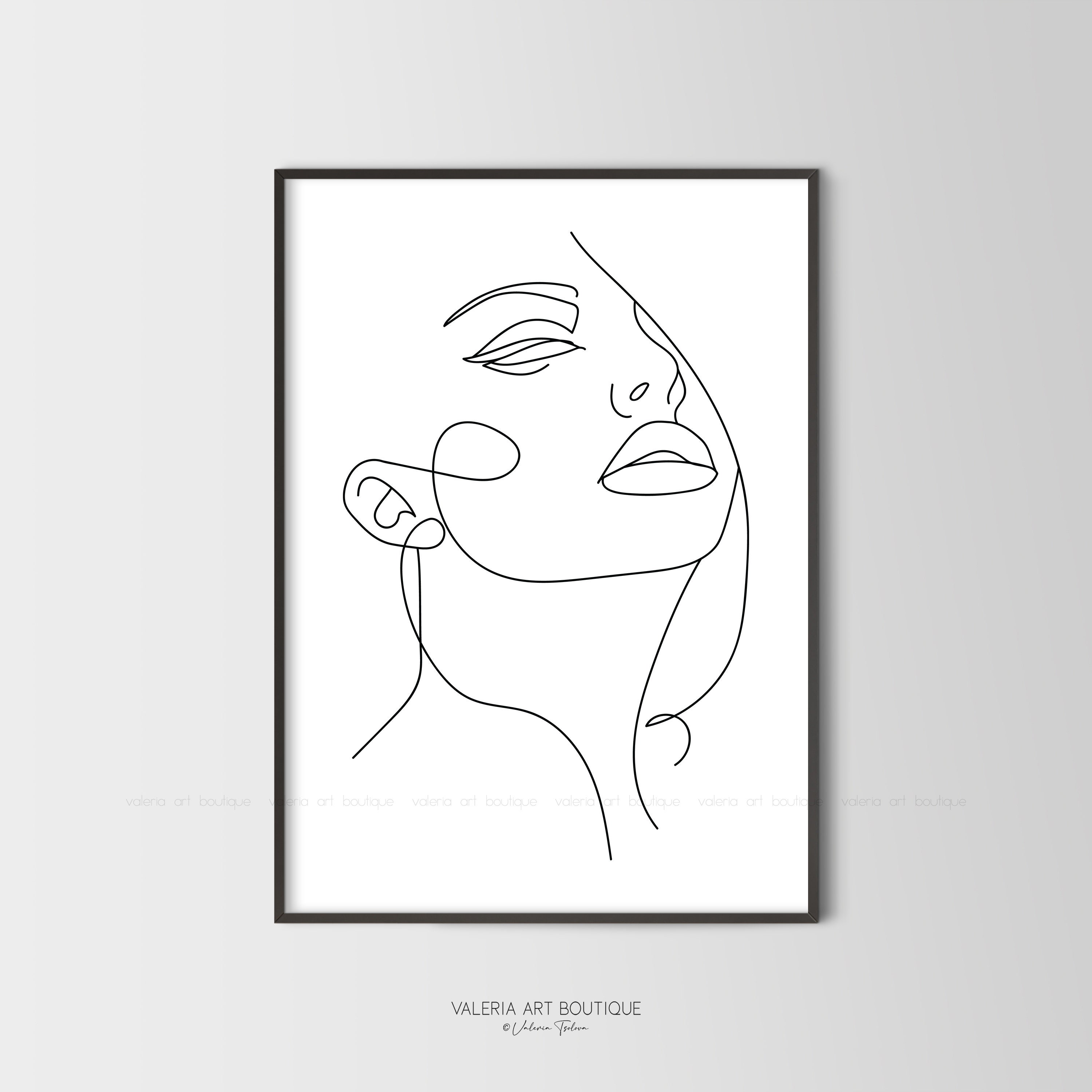 Face Line Art,Woman One Line Art,Female Drawing,Abstract Face