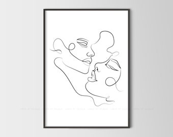Lesbian Line Art,Lesbian Poster,Couple Digital Prints,Black And White,Minimal Wall Art