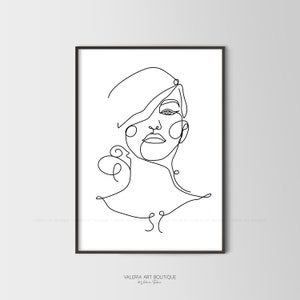 Female Face Line Art,One Line Drawing,Abstract Face,Female Drawing,Minimalist Art,Digital Download