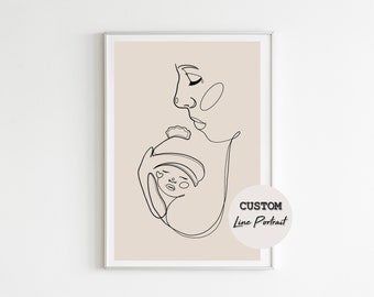 Custom Line Portrait,Couple Line Art,Custom Drawing,Minimalist Portrait,Couple Wall Art,Digital Download
