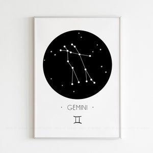 Gemini Zodiac Sign,Zodiac Poster,Gemini Wall Art,Astrology Print,Minimal Decor,Instant Download
