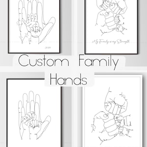 Benutzerdefinierte Familie Druck, benutzerdefinierte Familie Poster, Familienhänden, One Line Art, digitaler Download