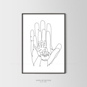 Family Hands,One Line Art,Family Of Four,Fingers Poster,Minimalist Wall Art,Hands Print,Nursery Decor,Digital Download