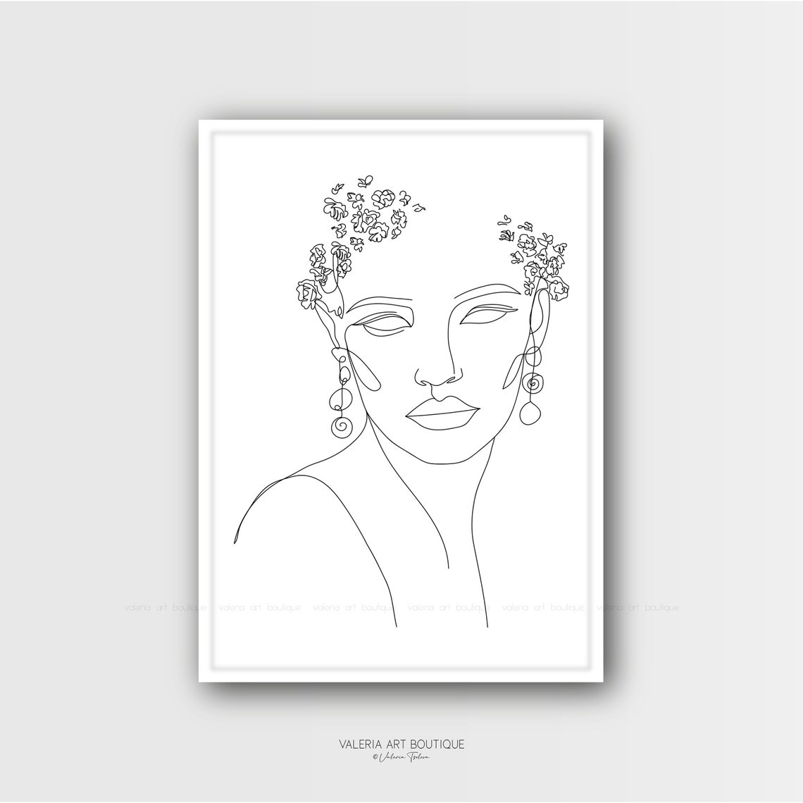 Blumen Gesicht Line ArtAbstraktes Weibliches GesichtFrau - Etsy.de