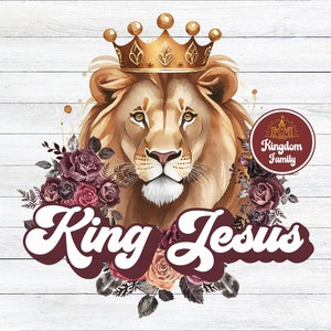 King Jesus PNG, Christian Sublimation Design, Christian Designs for Shirts, Jesus Lion PNG, Jesus Clip Art, Christian Clip Art image 2