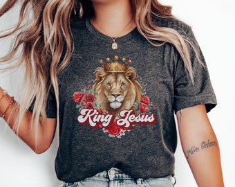 King Jesus PNG, Christian Sublimation Design, Christian Designs for Shirts, Jesus Lion PNG, Christian Clip Art, Jesus Roses PNG