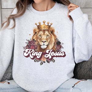 King Jesus PNG, Christian Sublimation Design, Christian Designs for Shirts, Jesus Lion PNG, Jesus Clip Art, Christian Clip Art image 3