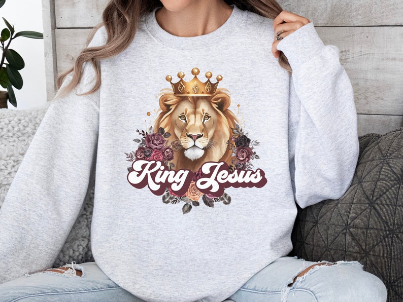 King Jesus PNG, Christian Sublimation Design, Christian Designs for Shirts, Jesus Lion PNG, Jesus Clip Art, Christian Clip Art image 3