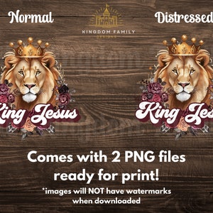 King Jesus PNG, Christian Sublimation Design, Christian Designs for Shirts, Jesus Lion PNG, Jesus Clip Art, Christian Clip Art image 4