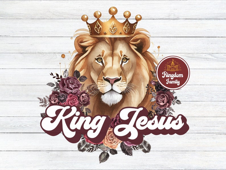 King Jesus PNG, Christian Sublimation Design, Christian Designs for Shirts, Jesus Lion PNG, Jesus Clip Art, Christian Clip Art image 2