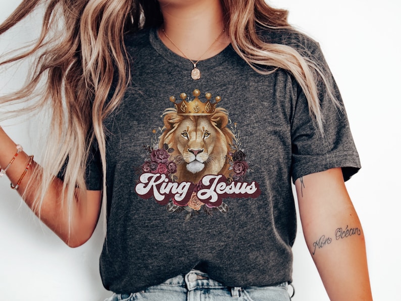 King Jesus PNG, Christian Sublimation Design, Christian Designs for Shirts, Jesus Lion PNG, Jesus Clip Art, Christian Clip Art image 1