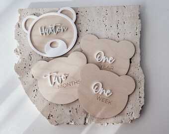 Teddy Bear Milestone Plaque | Name Plaque