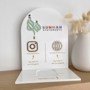 Acrylic Business Sign | Custom QR Code Stand | Social Media & Payment Display | POS Counter Signage | Tap to Pay Sign | NFC