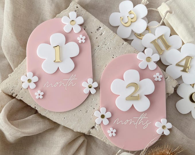 Daisy Baby Milestone Cards: Interchangeable Acrylic Photo Plaques