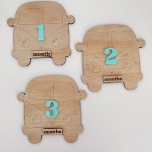 Kombi van Milestone Plaque | retro baby Name Plaque