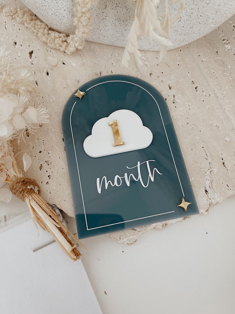 Cloud Baby Milestone Cards: Interchangeable Acrylic Monthly Markers - Etsy