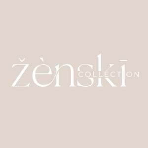 May include: White text on a light beige background reads "ženski COLLECTION".