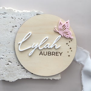 Personalised Butterfly Birth Announcement Plaque | Name Plaque | Butterfly Name Sign