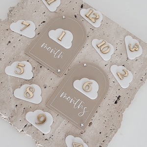Cloud Baby Milestone Cards: Interchangeable Acrylic Monthly Markers ...