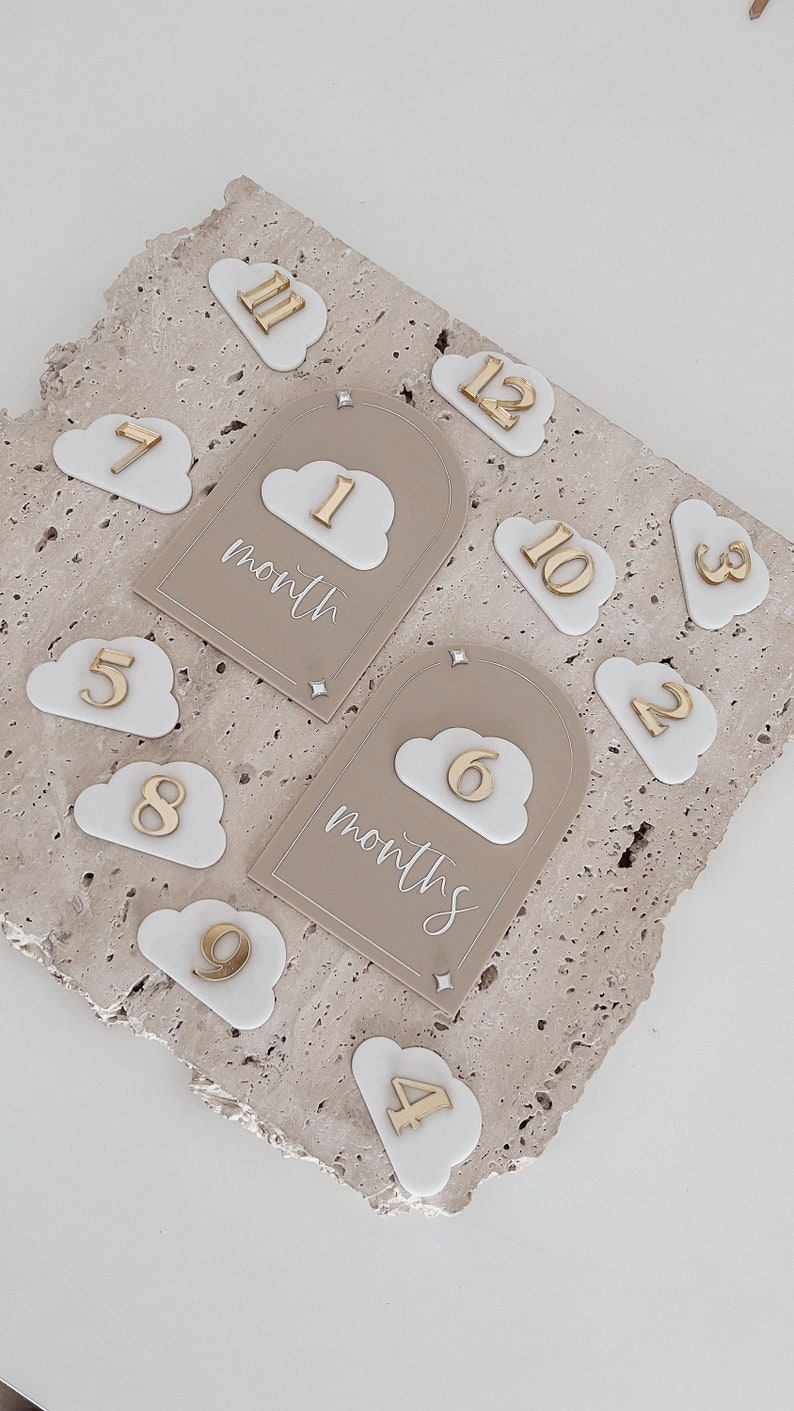 Cloud Baby Milestone Cards: Interchangeable Acrylic Monthly Markers ...