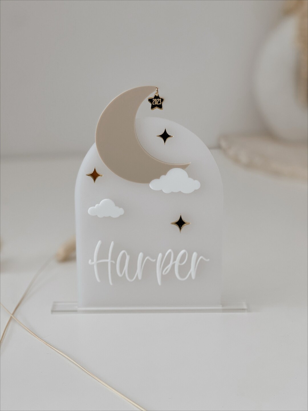 Birth Announcement Plaque | Moon Baby | Acrylic Sign - Etsy