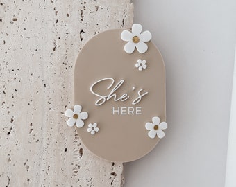 Daisy Announcement Plaque | Baby announcement | She’s here