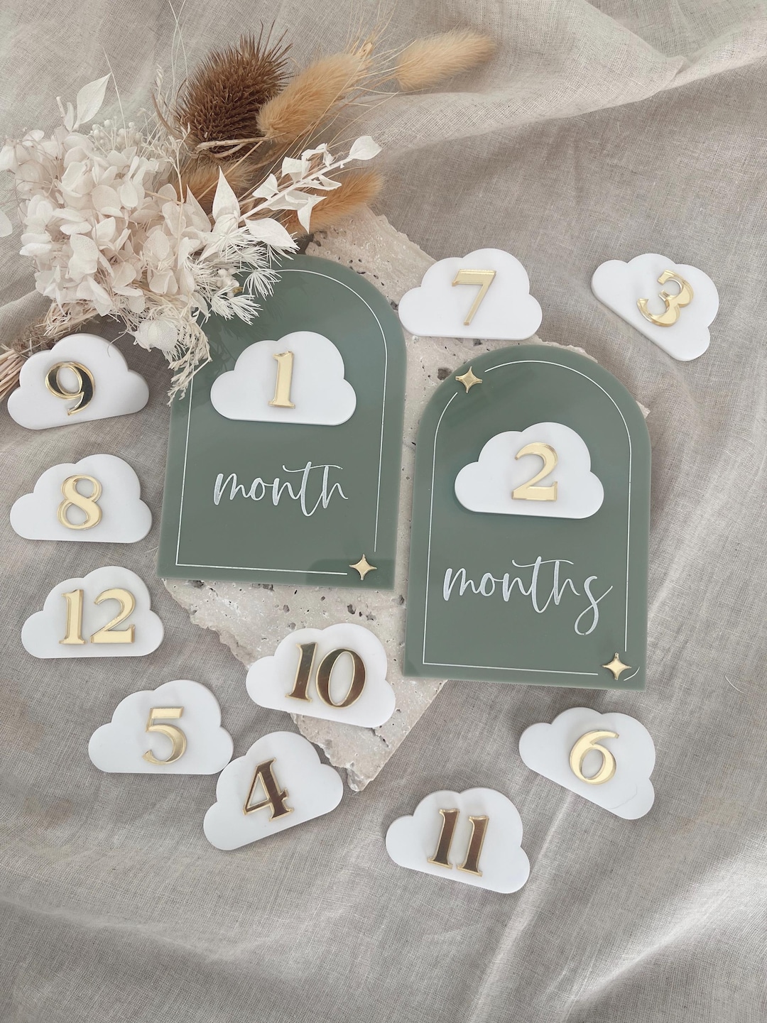 Cloud Baby Milestone Cards: Interchangeable Acrylic Monthly Markers - Etsy