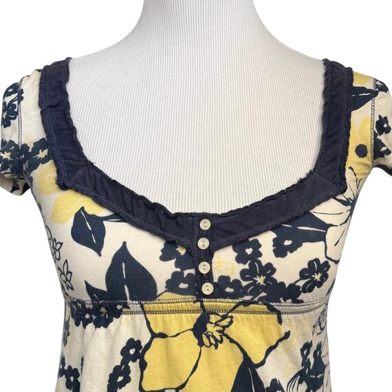 Vintage Hollister Y2K Babydoll Top XS Floral Cap Sleeve Empire
