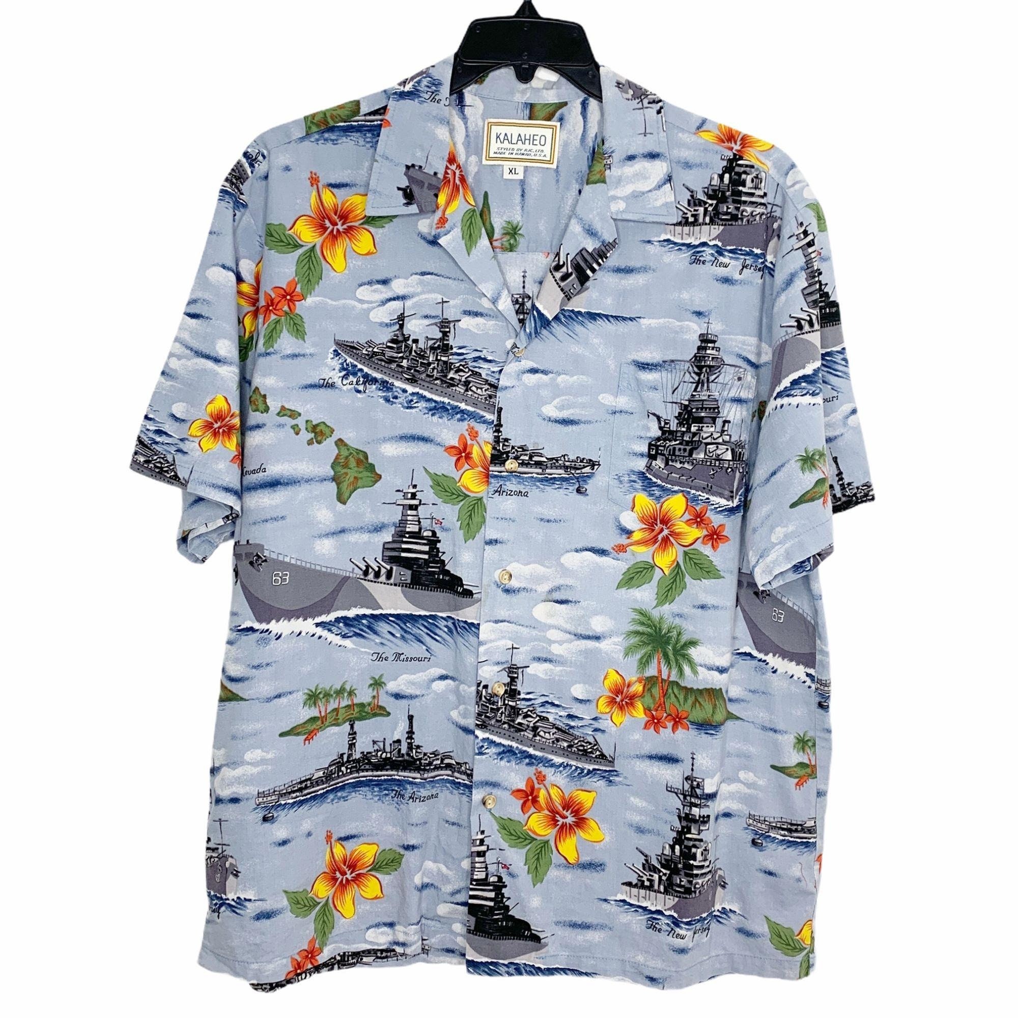 VTG Kalaheo / RJC Hawaiian Shirt Pearl Harbor Schiffe blau Etsy