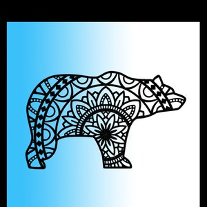 Fichier Bear Mandala SVG pour Cricut, Sillhouette et autres machines de découpe. svg, png, eps, pdf