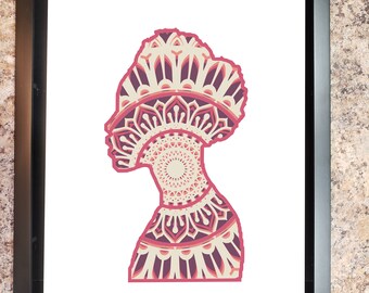 African Woman 3-d mandala svg cut file for Cricut and Silhouette, Black Lives Mattersingle layered svg and png files included. File Only