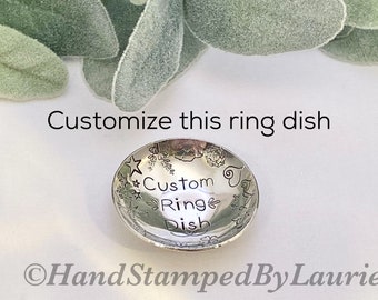 Custom Personalized Ring Dish, Trinket Dish, Engagement Wedding Anniversary Graduation Birthday Gift