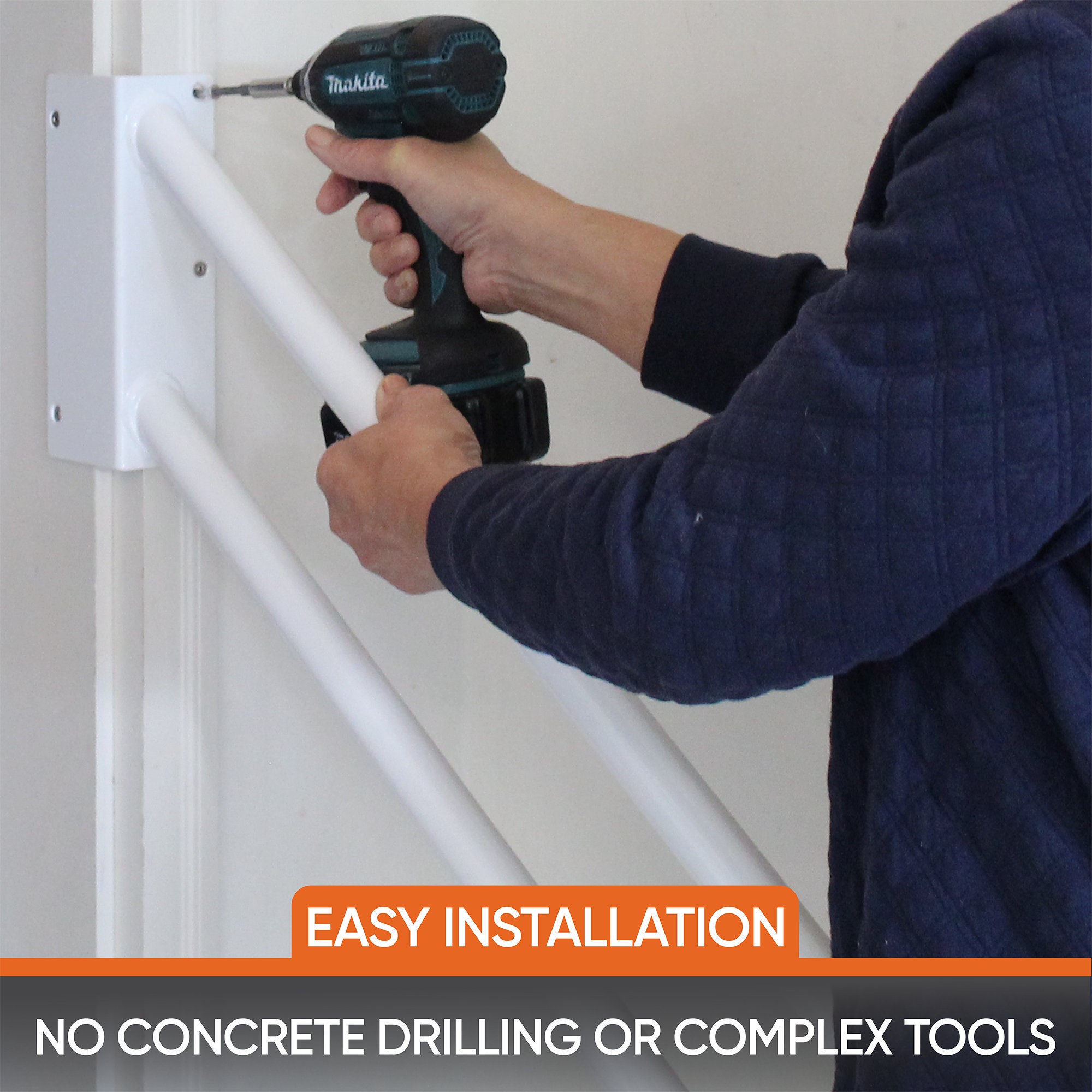 Hold Tight Handrails Steel Jamb-Mount Handrail - 32" Black Left-Handed