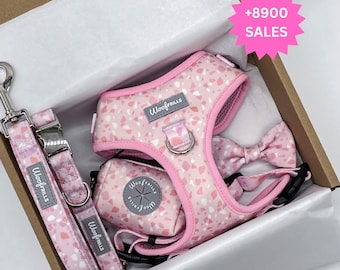 Pink dog harness bundle of your choice, Pink Terrazzo dog harness and lead set, Girl dog harness, Pink puppy Harness , Pink harness for dogs