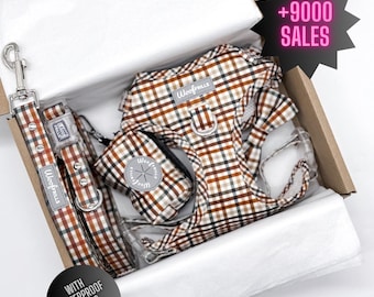 Dog harness set, Dog harness , Bundle of your choice, Tiny dog harness, Puppy harness, Puppy gift box, Harness dog, WATERPROOF MATCHING GEAR
