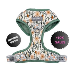 Daisy harness for dogs , Flower Puppy harness, Floral Dog harness , Daisy Small harness for dogs , Large dog harness, Floral dog harness