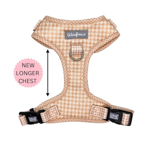 Harness for dogs peach , Peach Puppy harness, Houndstooth Dog harness , Small harness for dogs , Large dog harness, Light dog harness
