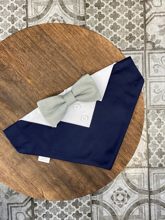 Navy blue top dog bow tie