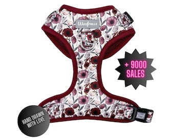 Poppy flower dog harness, Floral dog harness, Flowers Puppy harness, Poppy harness for dogs, Dachshund harness, frenchie dog harness