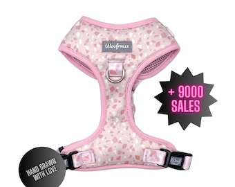 Pink harness for dogs , Pink Puppy harness, Pink Dog harness , Spots Small harness for dogs , Large dog harness, Dots dog harness