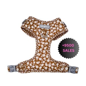 Daisy Adjustable harness for dogs ,Flowers adjustable puppy harness, Floral Dog harness , Daisy harness  , discounted due to print quality -