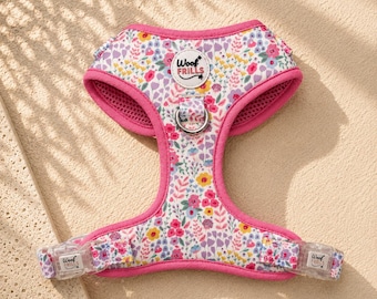 Floral harness for dogs , Flowers Puppy harness, Pink Dog harness , Daisy Small harness for dogs , Large dog harness, Girly dog harness