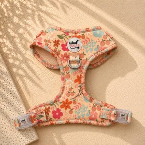 Floral Dog Harness, Adjustable Summer Puppy Vest, Breathable Neoprene Comfort
