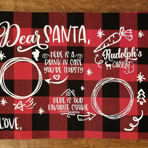 Personalized Dear Santa Cookie Place Mat - Santa and Reindeer Place Mat - Santa Cookies - Custom Santa Placemat - Custom Christmas Gift